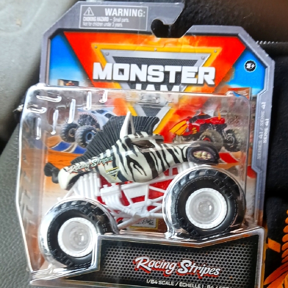 Racing Stripes Toy Monster Jam 1/64 Truck - Black and White - Picture 1 of 2